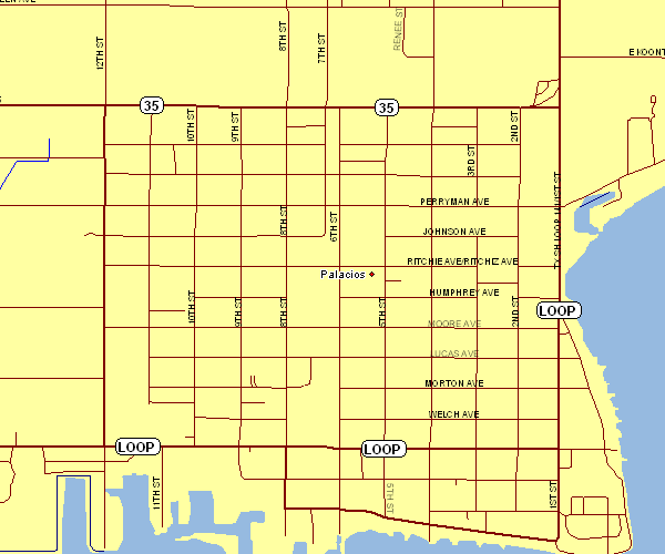 Inner City Map of Palacios, Texas