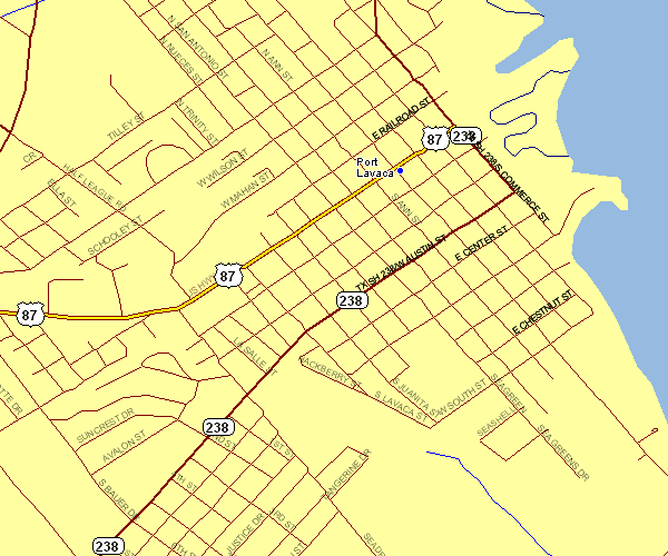 Inner City Map of Port Lavaca, Texas