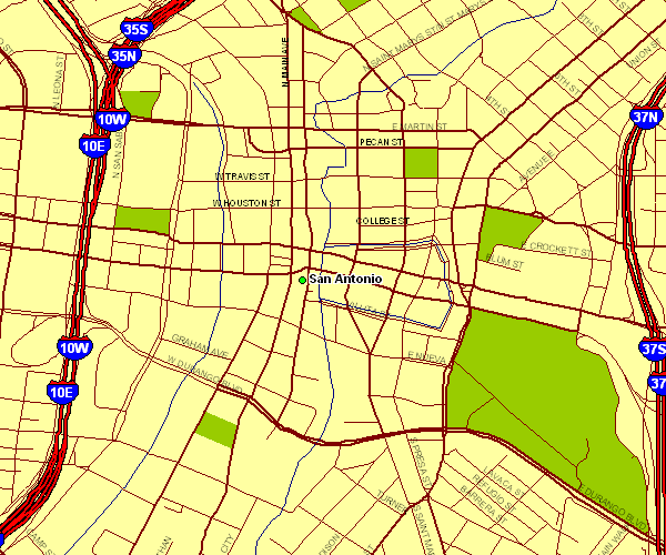 Inner City Map of San Antonio, Texas