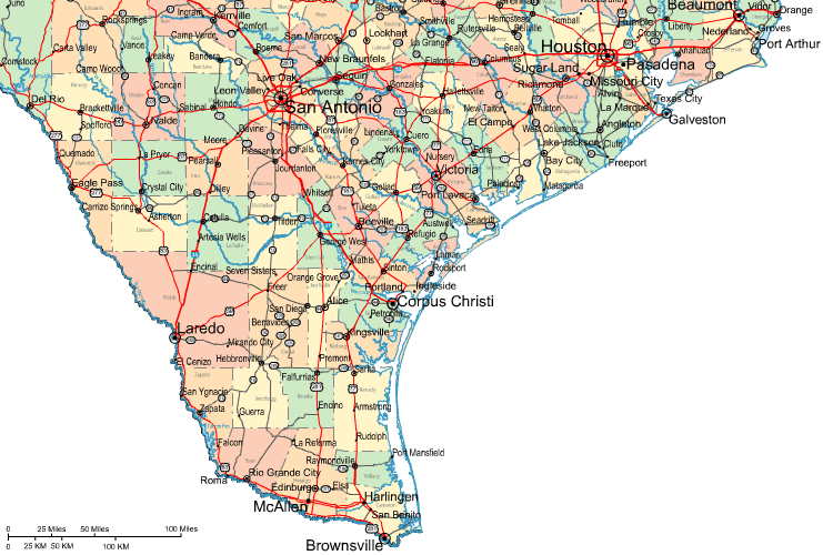 Regional Map Of Southern Texas
