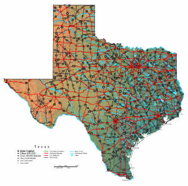 Printable Map of Texas