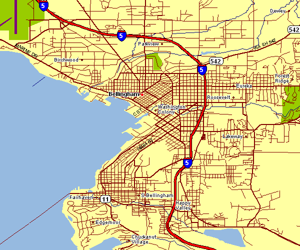 Street Map of Bellingham, Washington