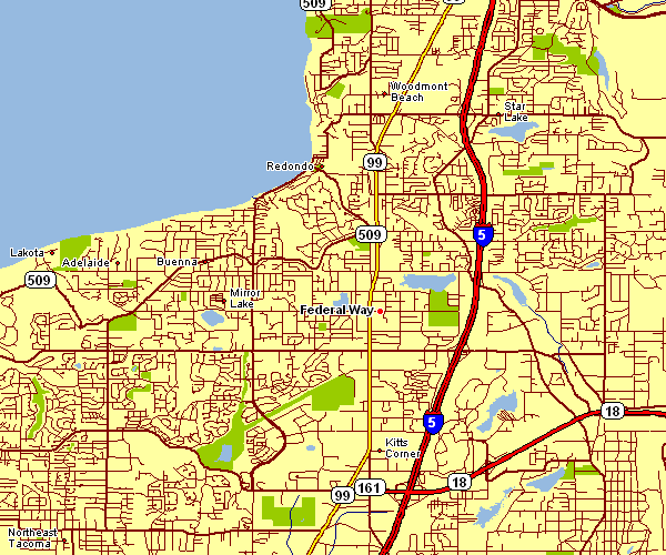Street Map of Federal Way, Washington