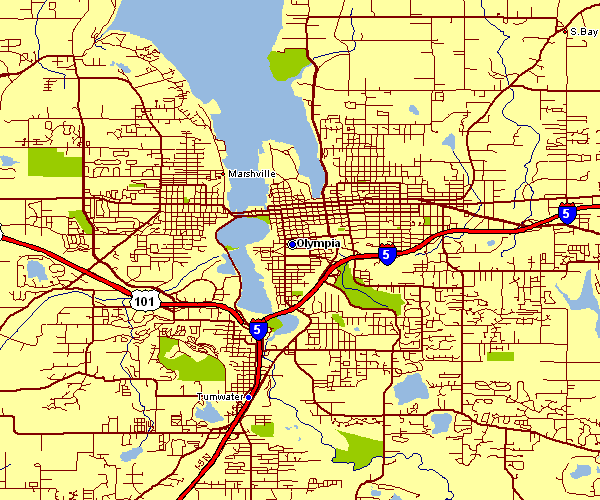 Street Map of Olympia, Washington