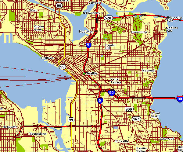 Street Map of Seattle, Washington