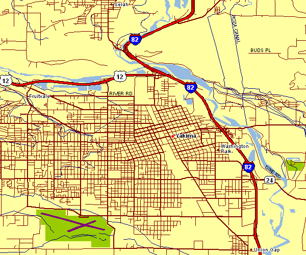 Street Map of Yakima, Washington