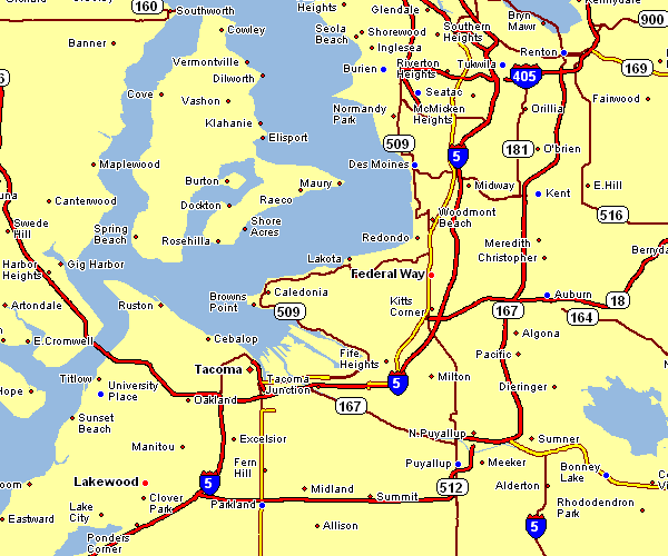 Road Map of Federal Way, Washington