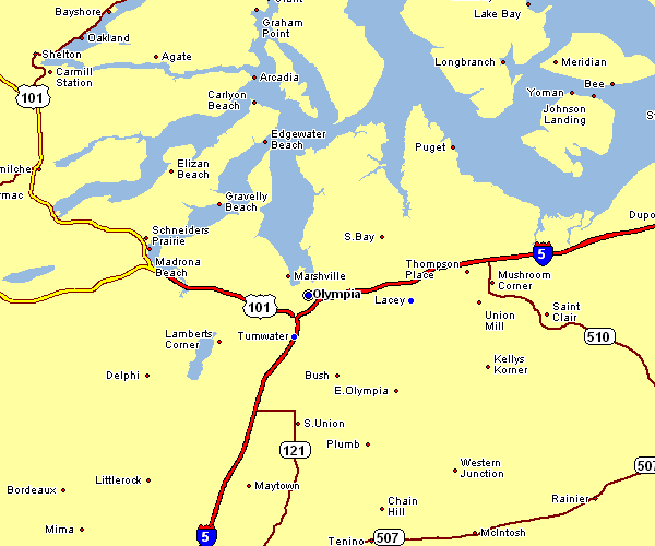 Road Map of Olympia, Washington