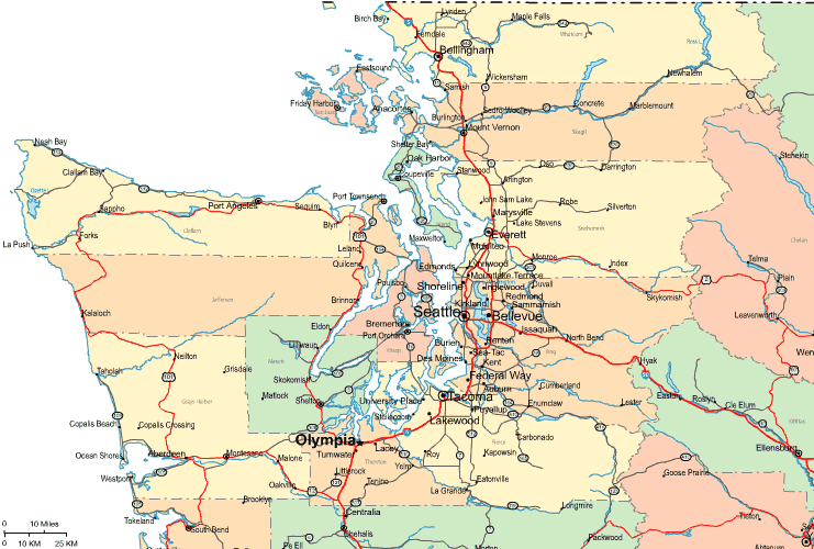 Highway Map of Northwestern Washington